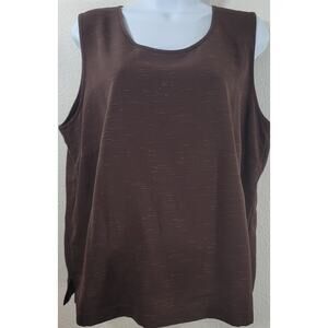 Draper's & Damon's Brown Slub Knit Sleeveless Top XL Lightweight Soft Flowy